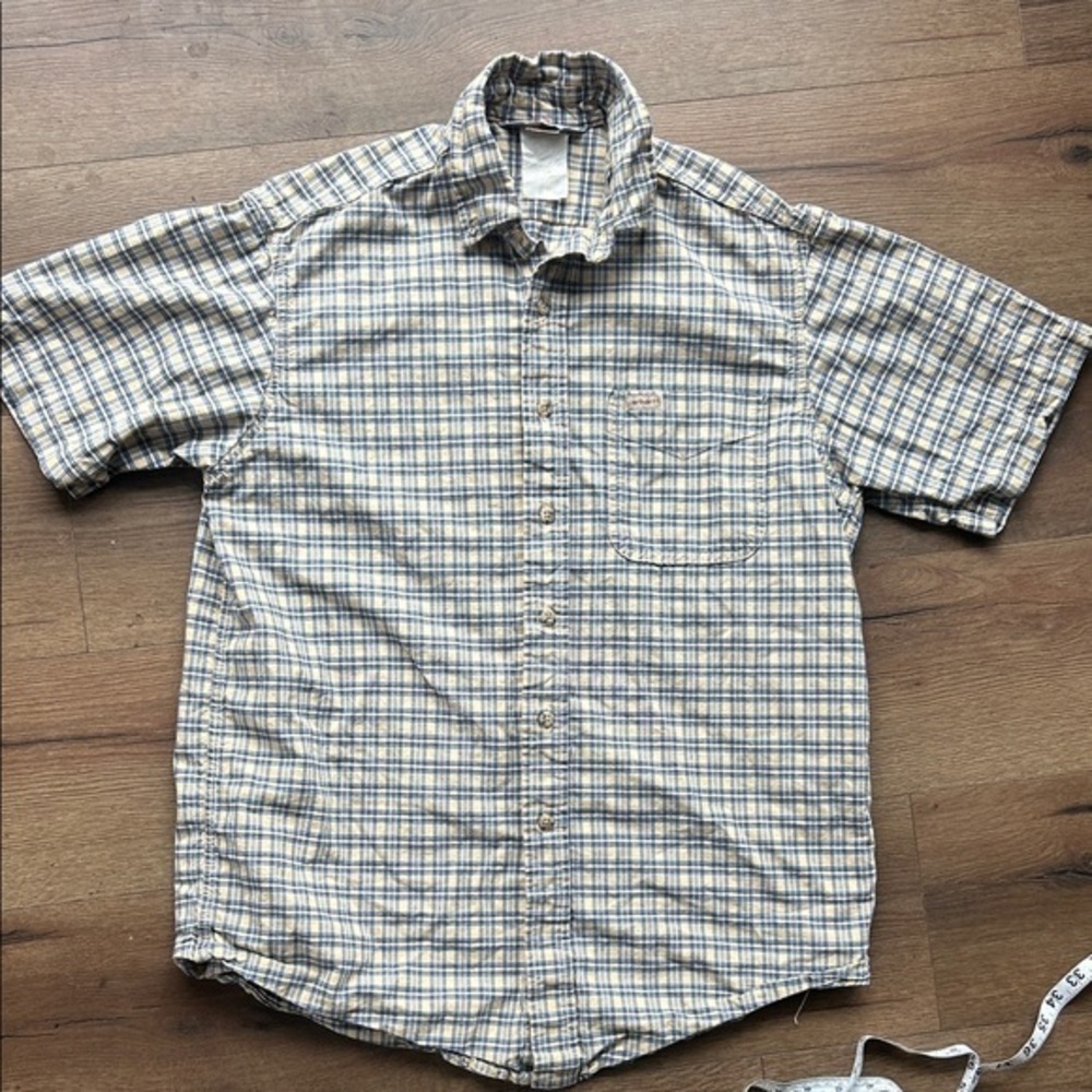 Carhartt Vintage Blue and White Plaid Shirt ! Large